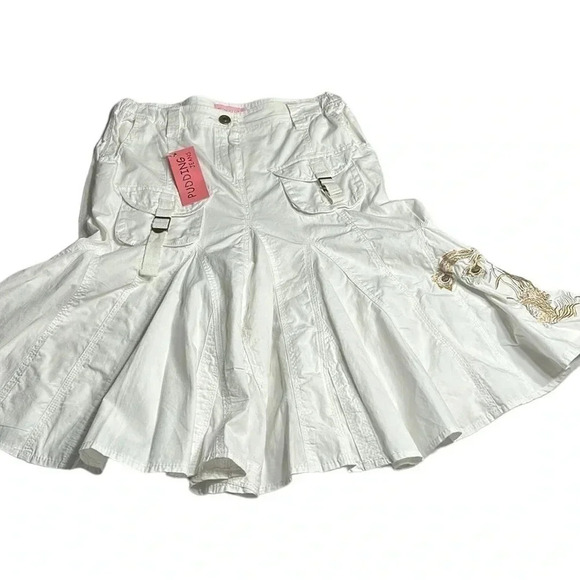 Vintage NWT pleated Swing flare skirt  S.Embroidered,pockets,sheer,Pudding Jeans - Picture 3 of 16